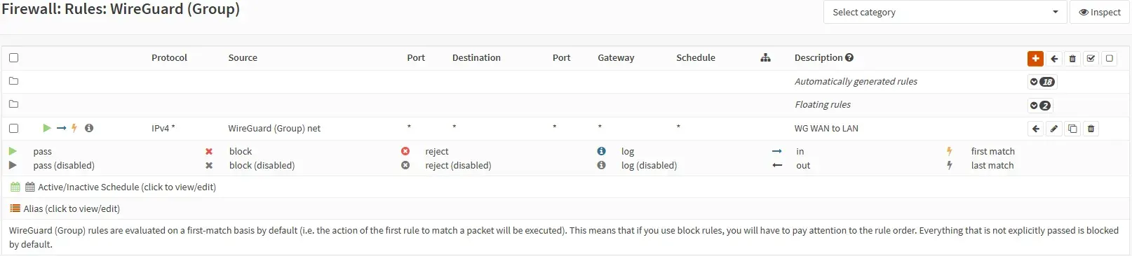 OPNSense firewall WG rules